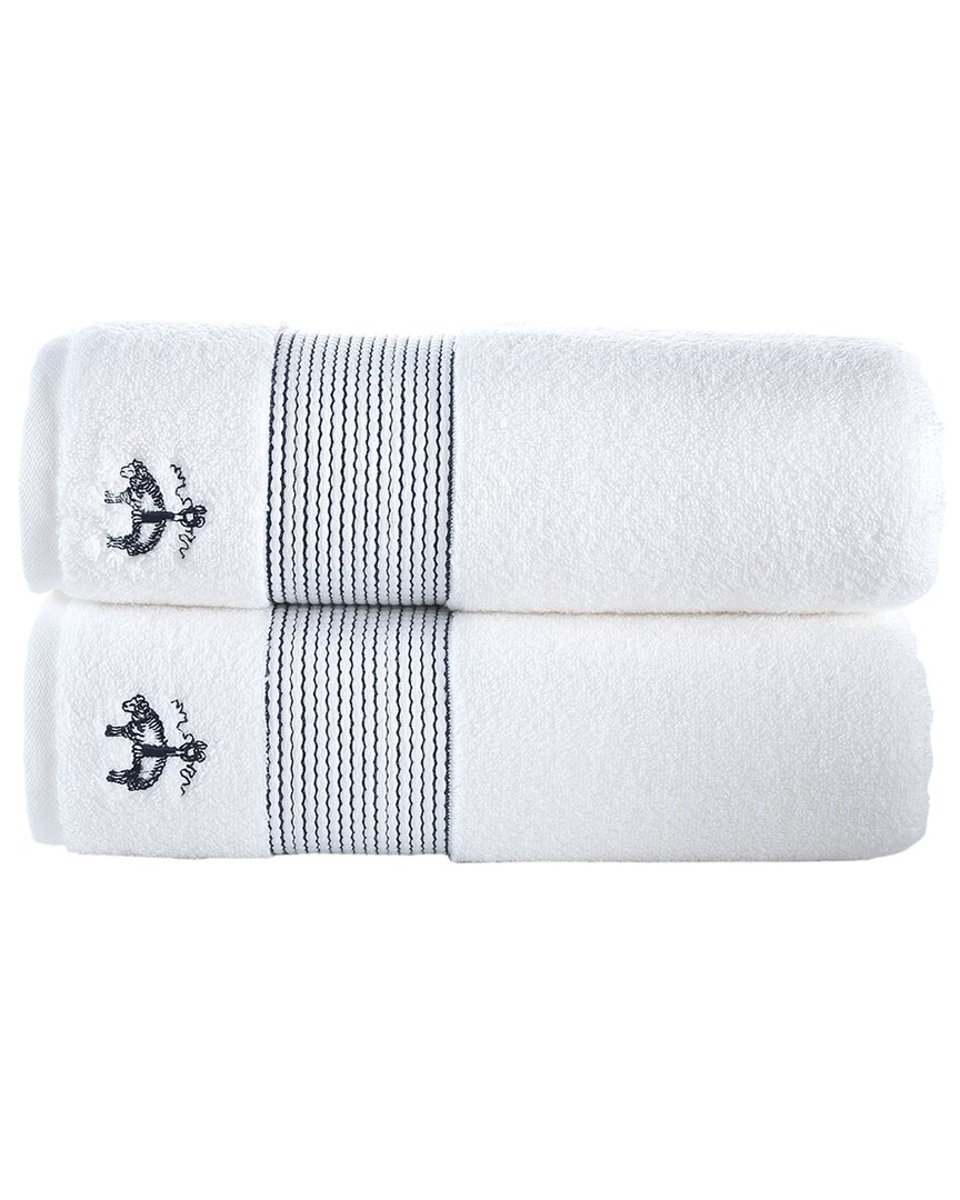 Brooks Brothers Rope Stripe Border 2 Pcs Bath Towels In Navy