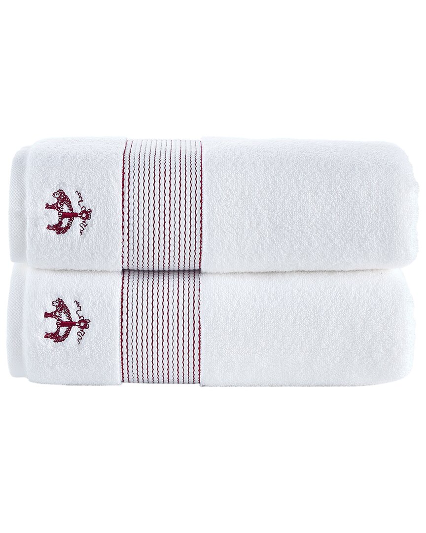 Brooks Brothers Rope Stripe Border 2pc Bath Towels In Green
