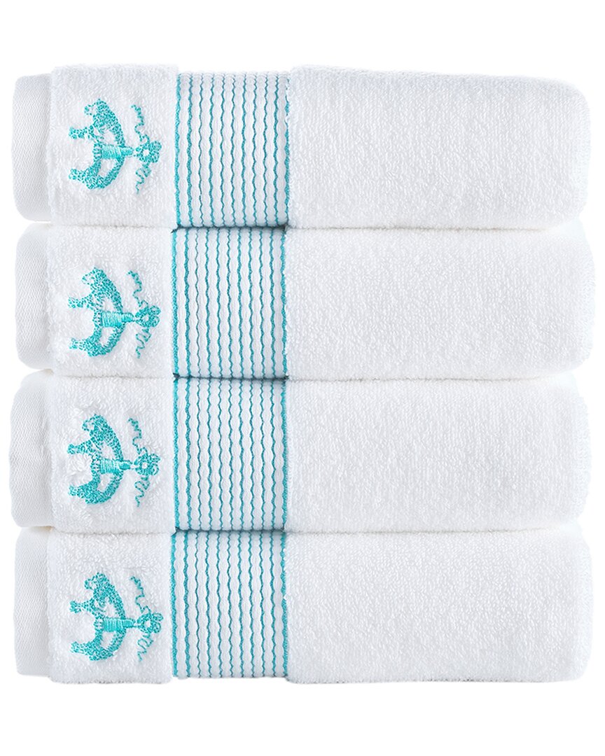 Brooks Brothers Rope Stripe Border 4pc Hand Towels In Green