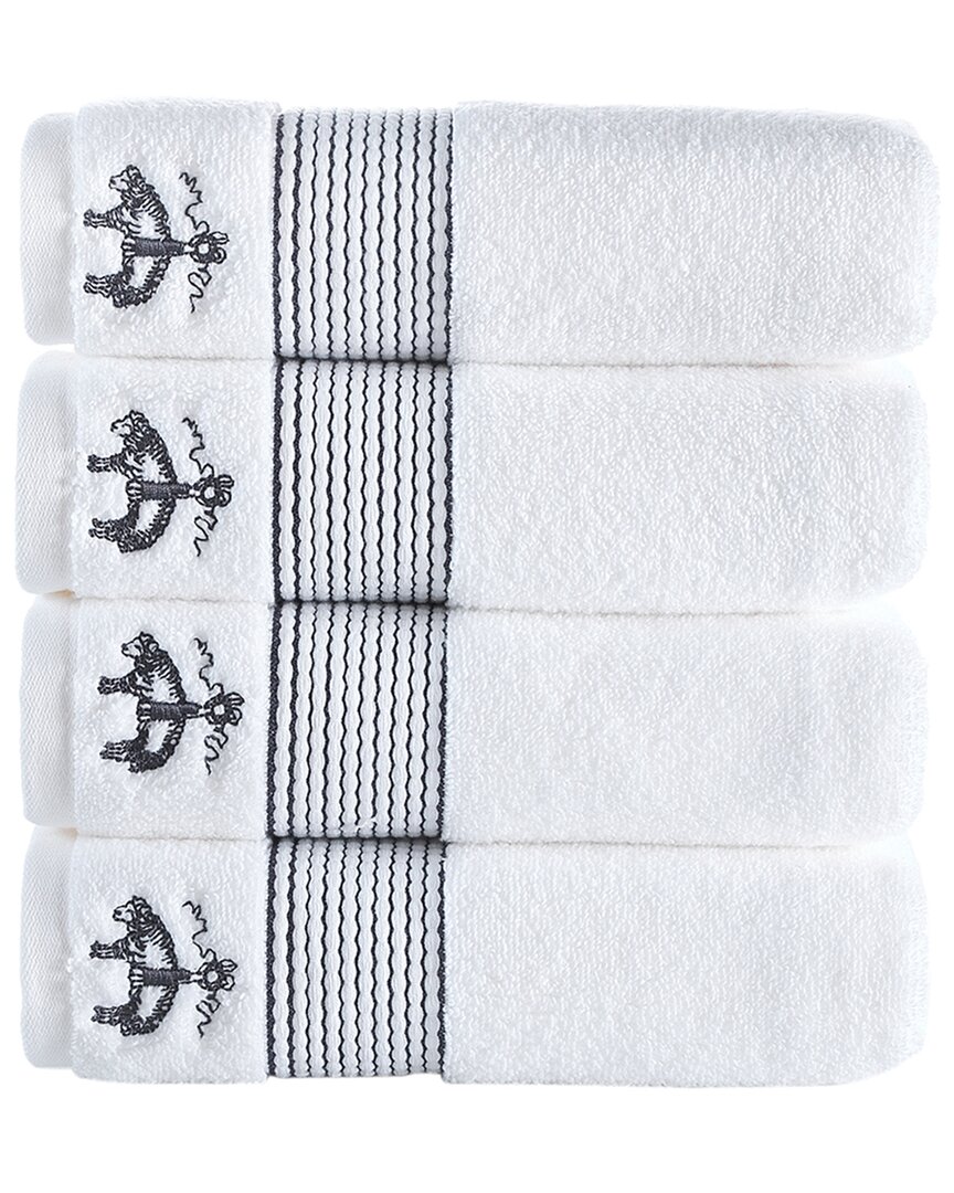 Brooks Brothers Rope Stripe Border 4pc Hand Towels In Silver