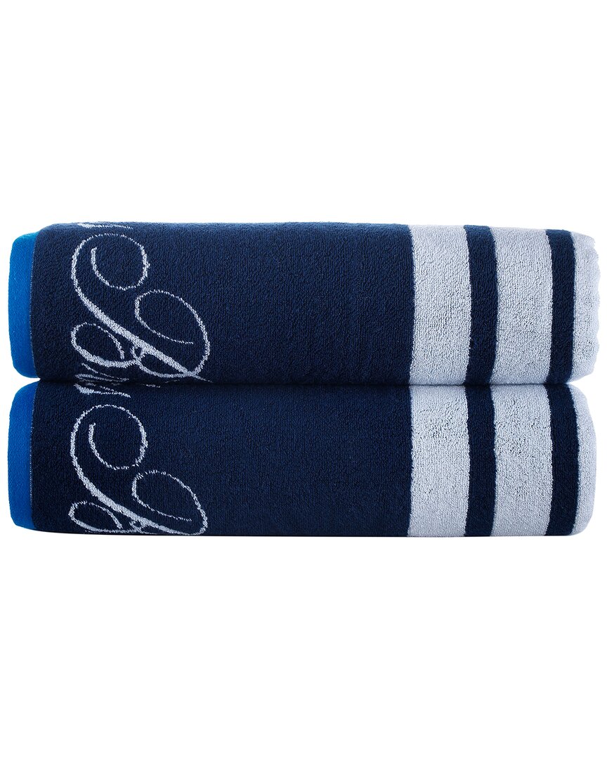 Brooks Brothers Nautical Blanket Stripe 2pc Bath Sheets In Navy