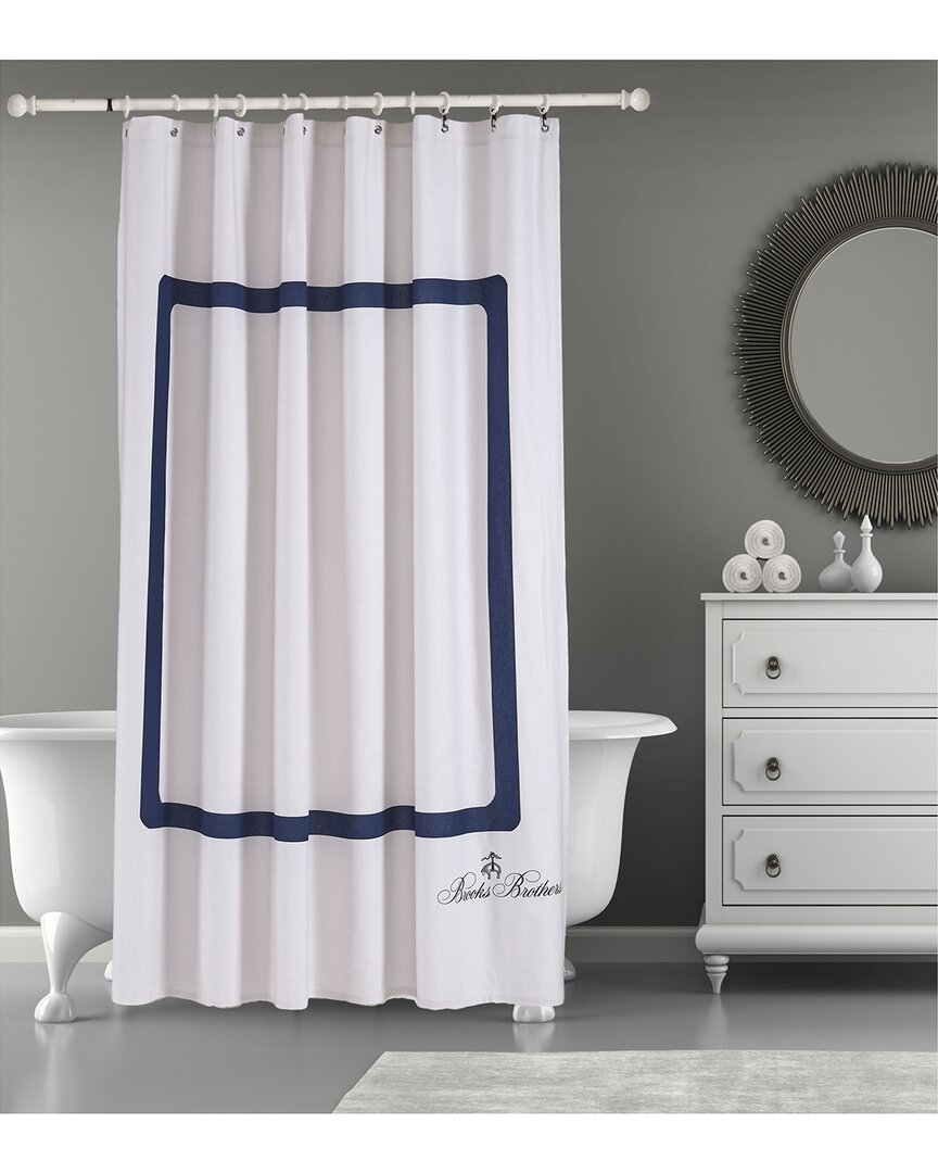 Brooks Brothers Contrast Frame Shower Curtain In Silver