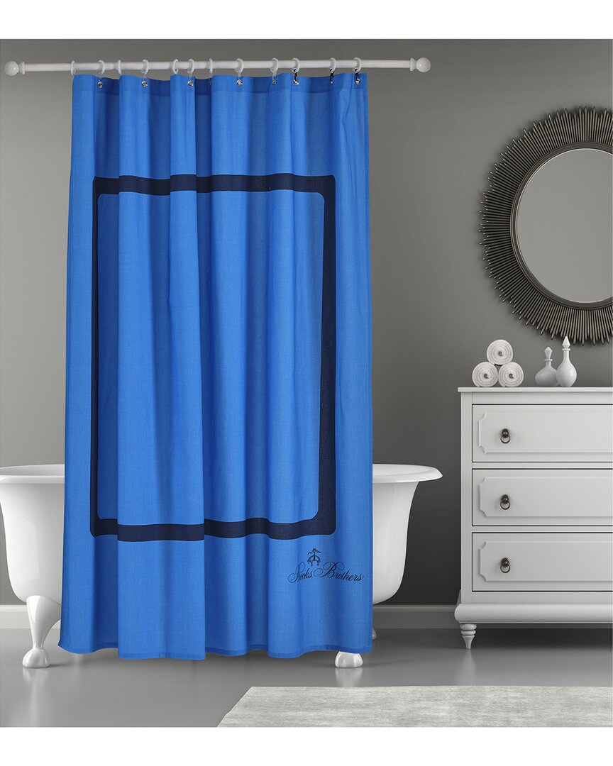 Brooks Brothers Contrast Frame Shower Curtain In Blue