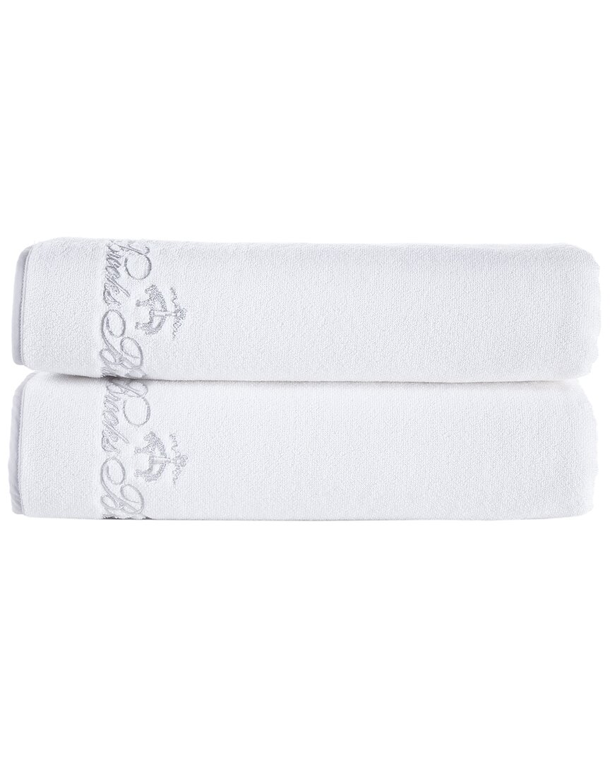 Brooks Brothers Contrast Frame 2pc Bath Sheets In White