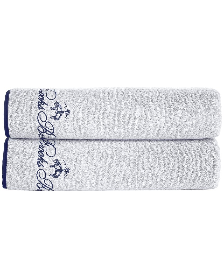 Brooks Brothers Contrast Frame 2pc Bath Sheets In Silver