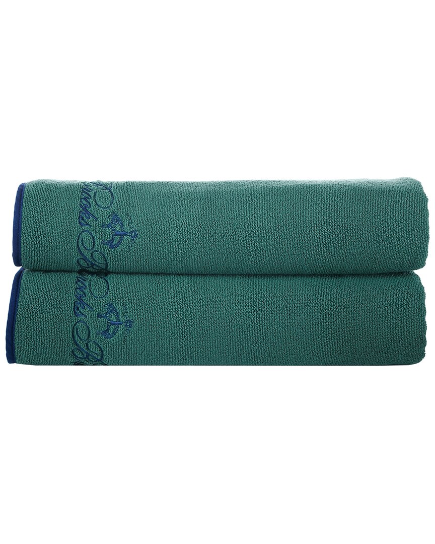 Brooks Brothers Contrast Frame 2pc Bath Sheets In Green