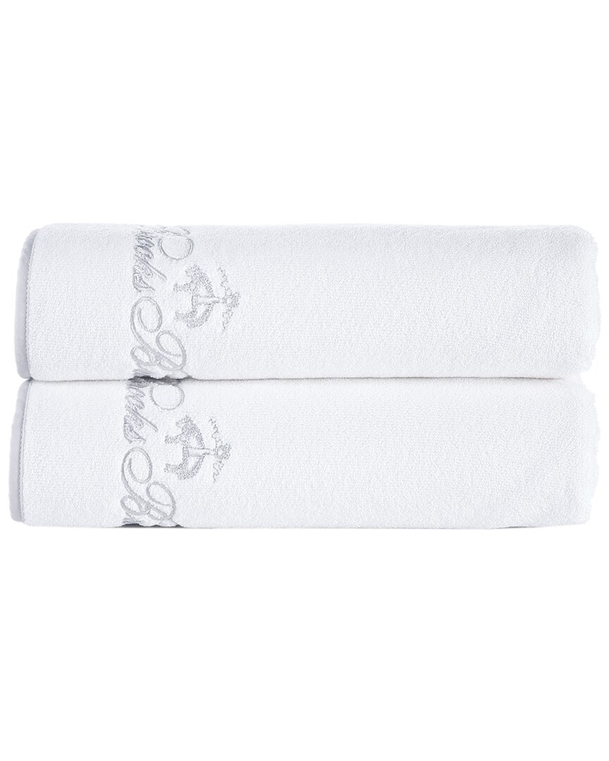 Brooks Brothers Contrast Frame 2pc Bath Towels In White
