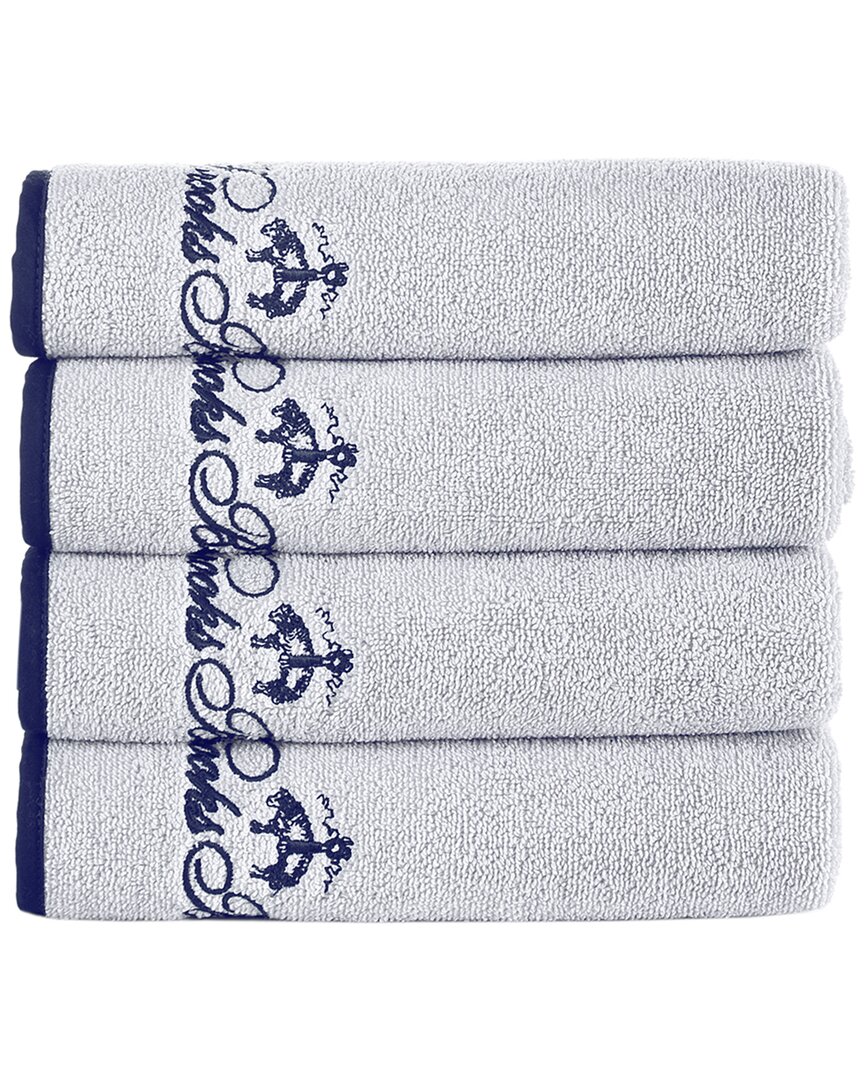 Brooks Brothers Contrast Frame 4pc Hand Towels In Silver