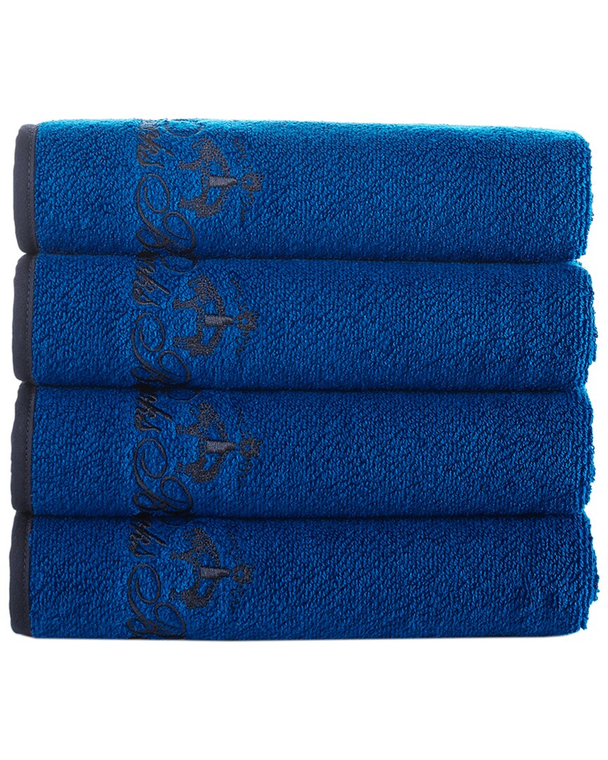 Brooks Brothers Contrast Frame 4pc Hand Towels In Blue