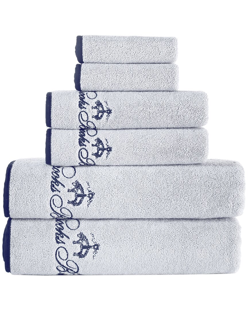 Brooks Brothers Contrast Frame 6pc Towel Set In Silver