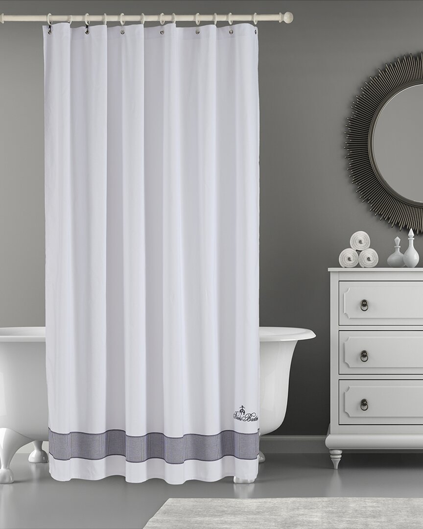 Brooks Brothers Fancy Border Shower Curtain In Silver