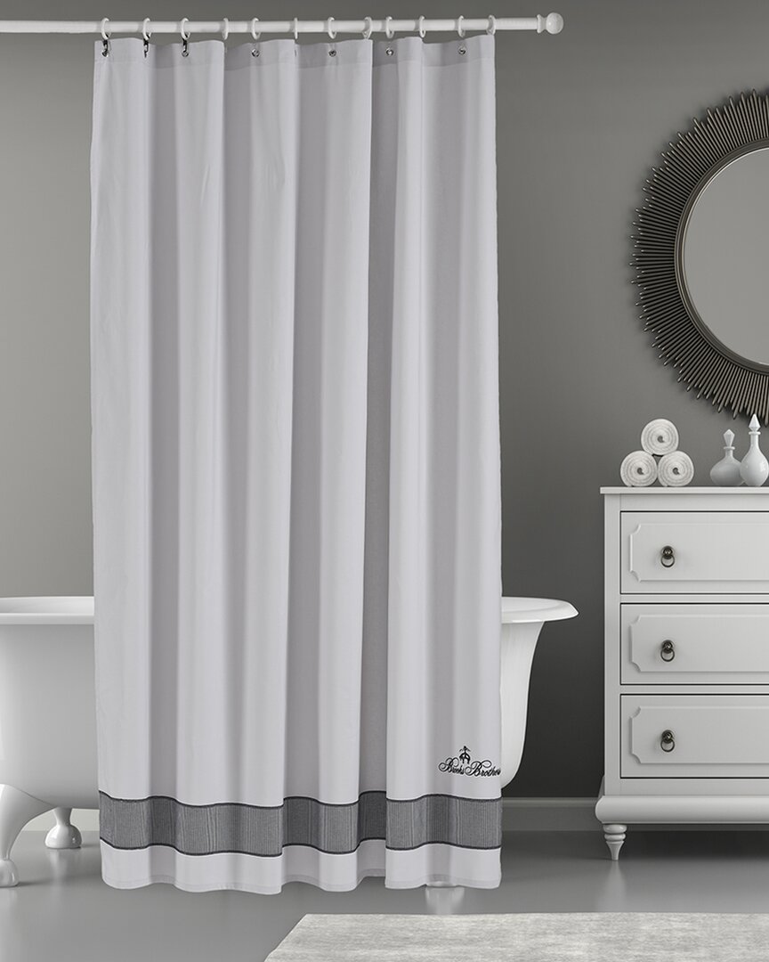 Brooks Brothers Fancy Border Shower Curtain In Silver