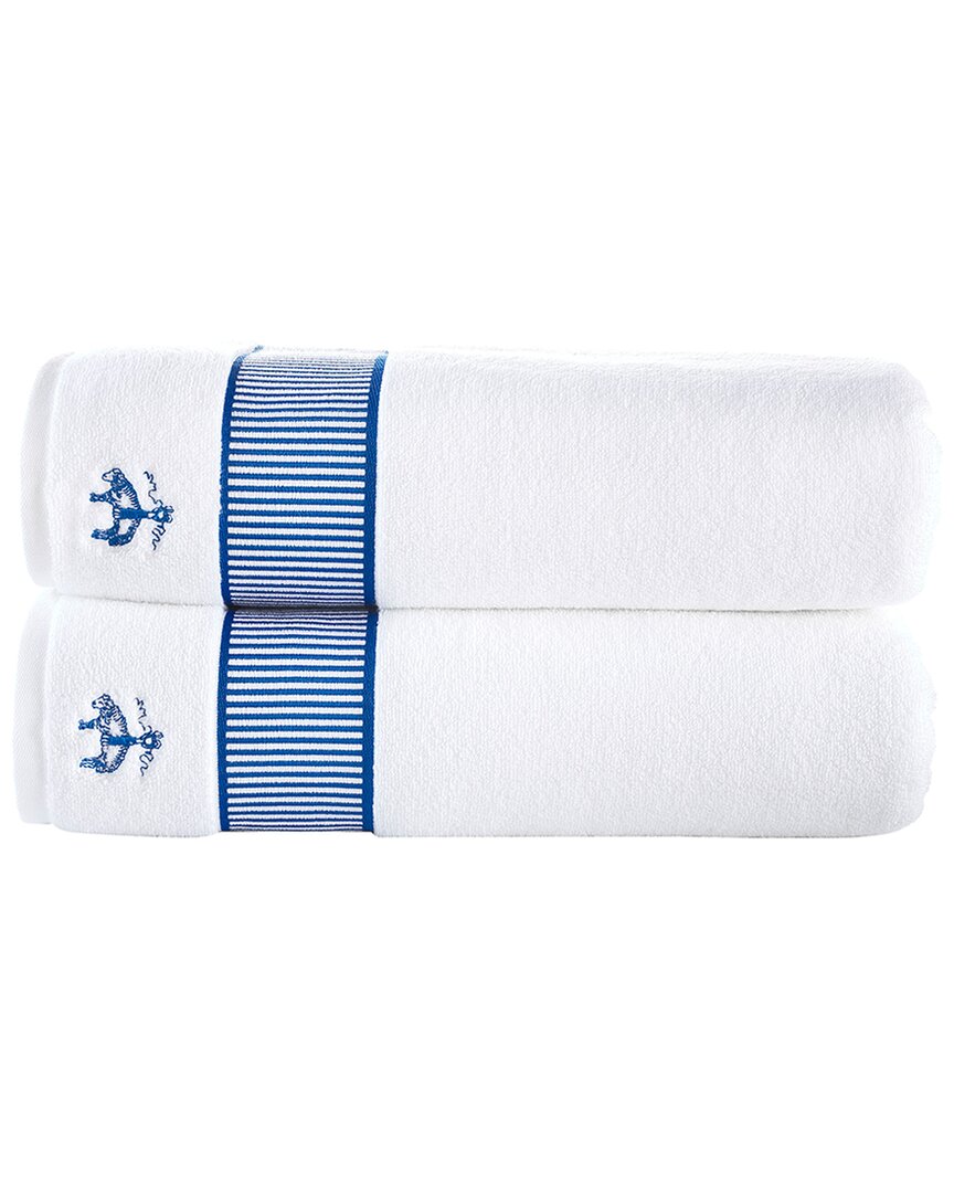 Brooks Brothers Fancy Border 2pc Bath Sheets In Blue