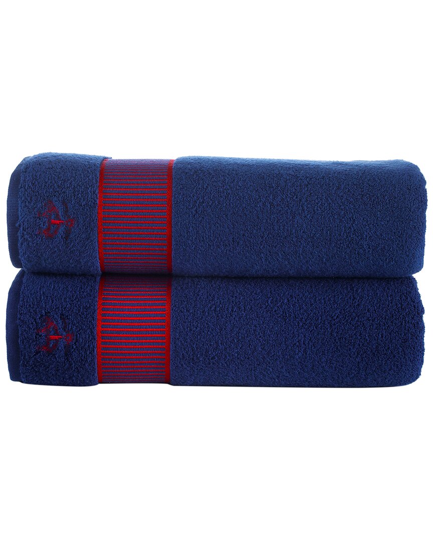 Brooks Brothers Fancy Border 2pc Bath Sheets In Navy