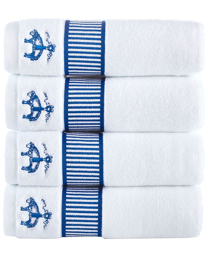Brooks Brothers Fancy Border 4pc Hand Towels In Blue
