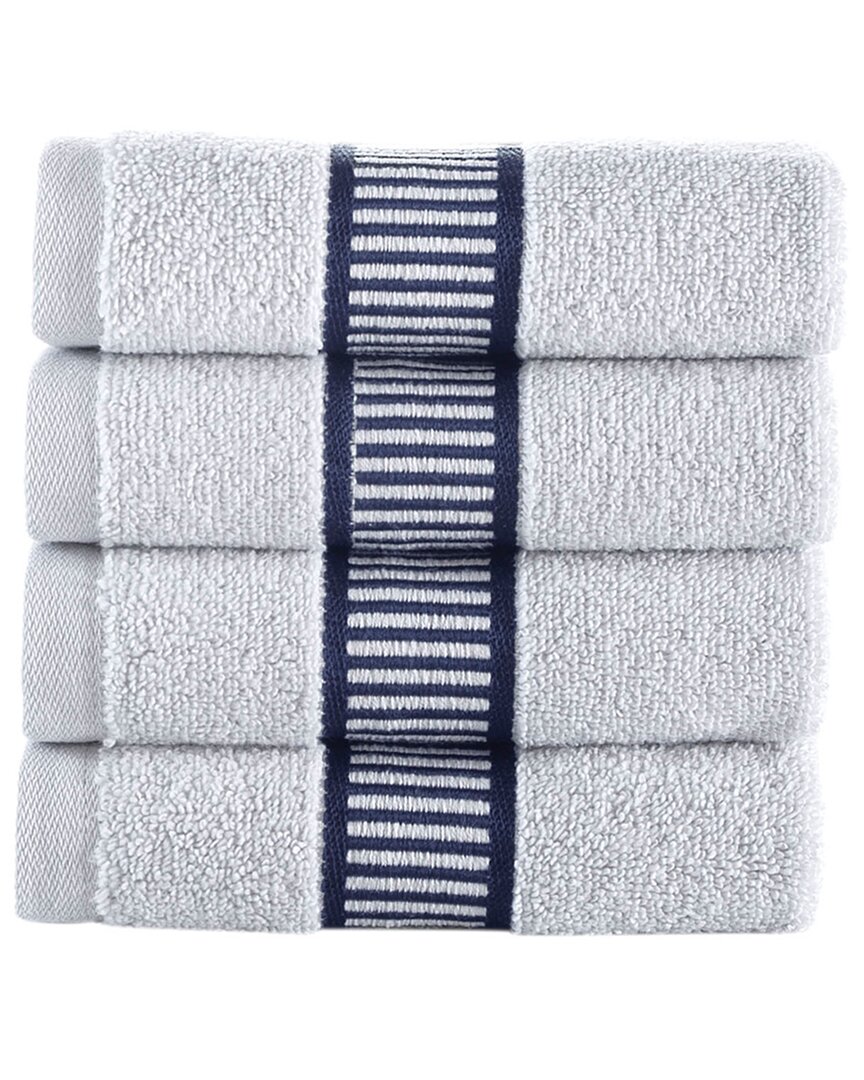 Brooks Brothers Fancy Border 4pc Wash Towels In Silver