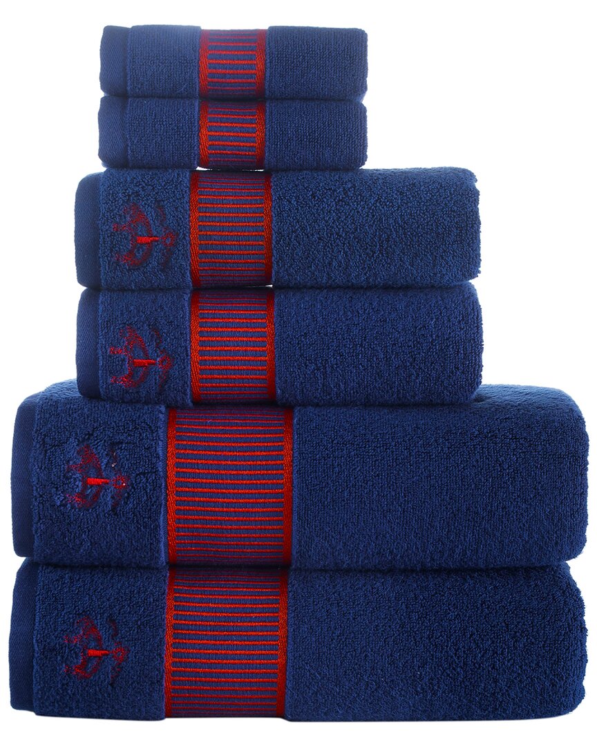 Shop Brooks Brothers Fancy Border 6pc Towel Set In Navy