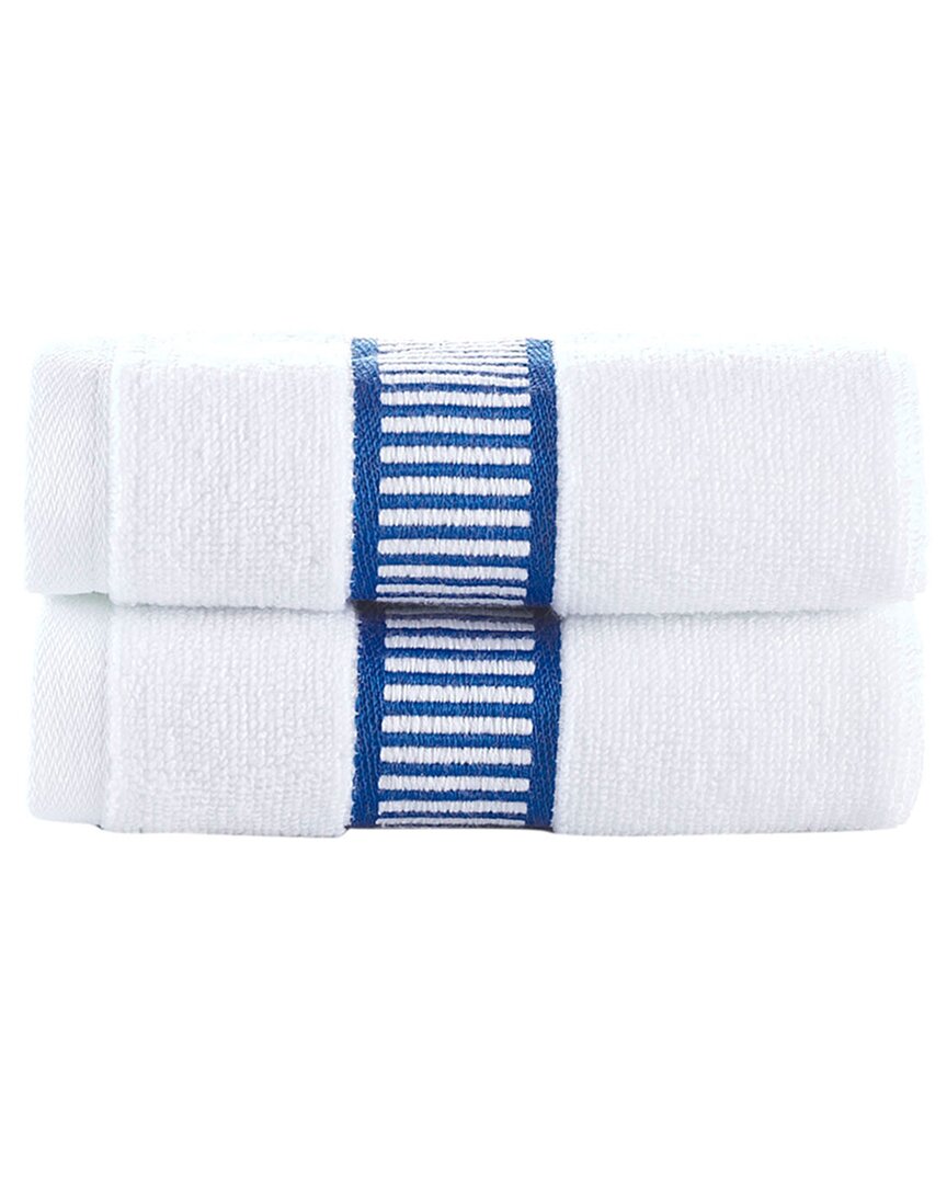 Brooks Brothers Fancy Border 2pc Wash Towels In Blue