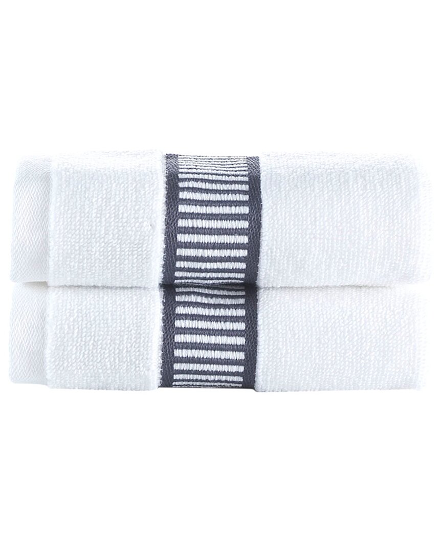 Brooks Brothers Fancy Border 2pc Wash Towels In Silver