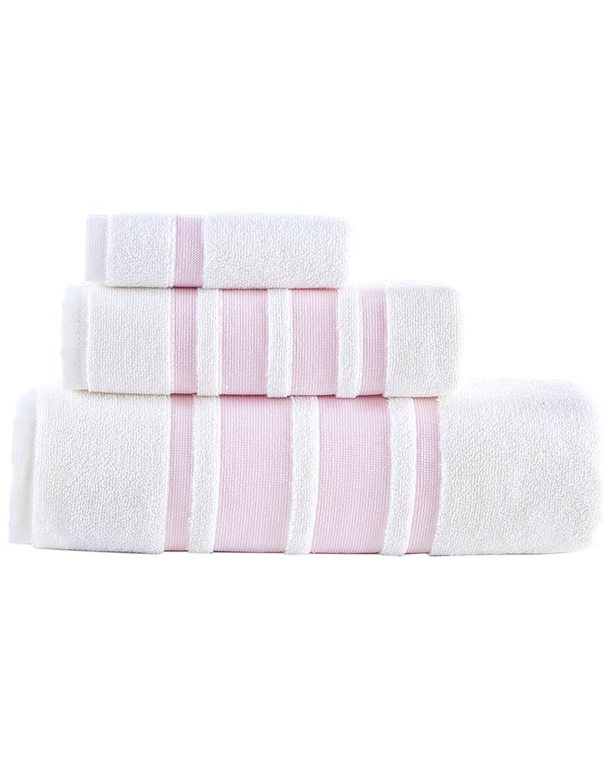 Brooks Brothers Contrast Border 3pc Towel Set In Pink