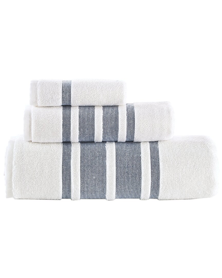 Brooks Brothers Contrast Border 3pc Towel Set In Navy