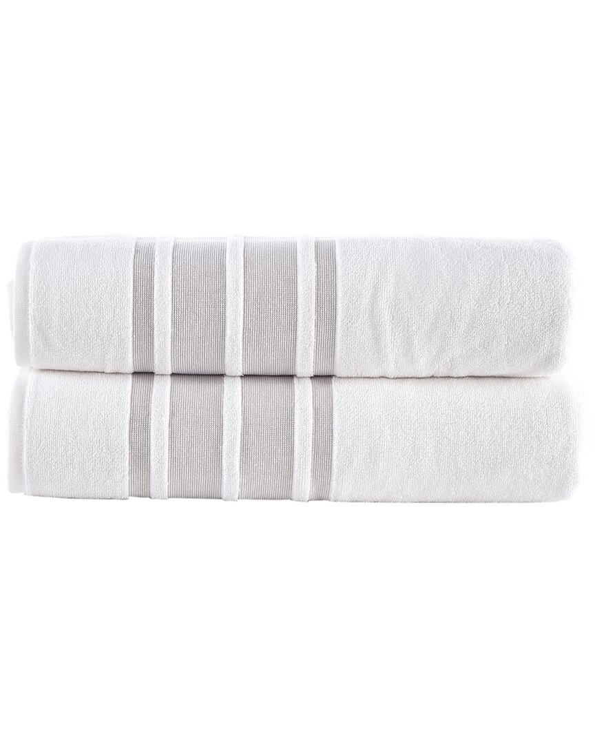 Brooks Brothers Contrast Border 2pc Bath Sheets In Taupe