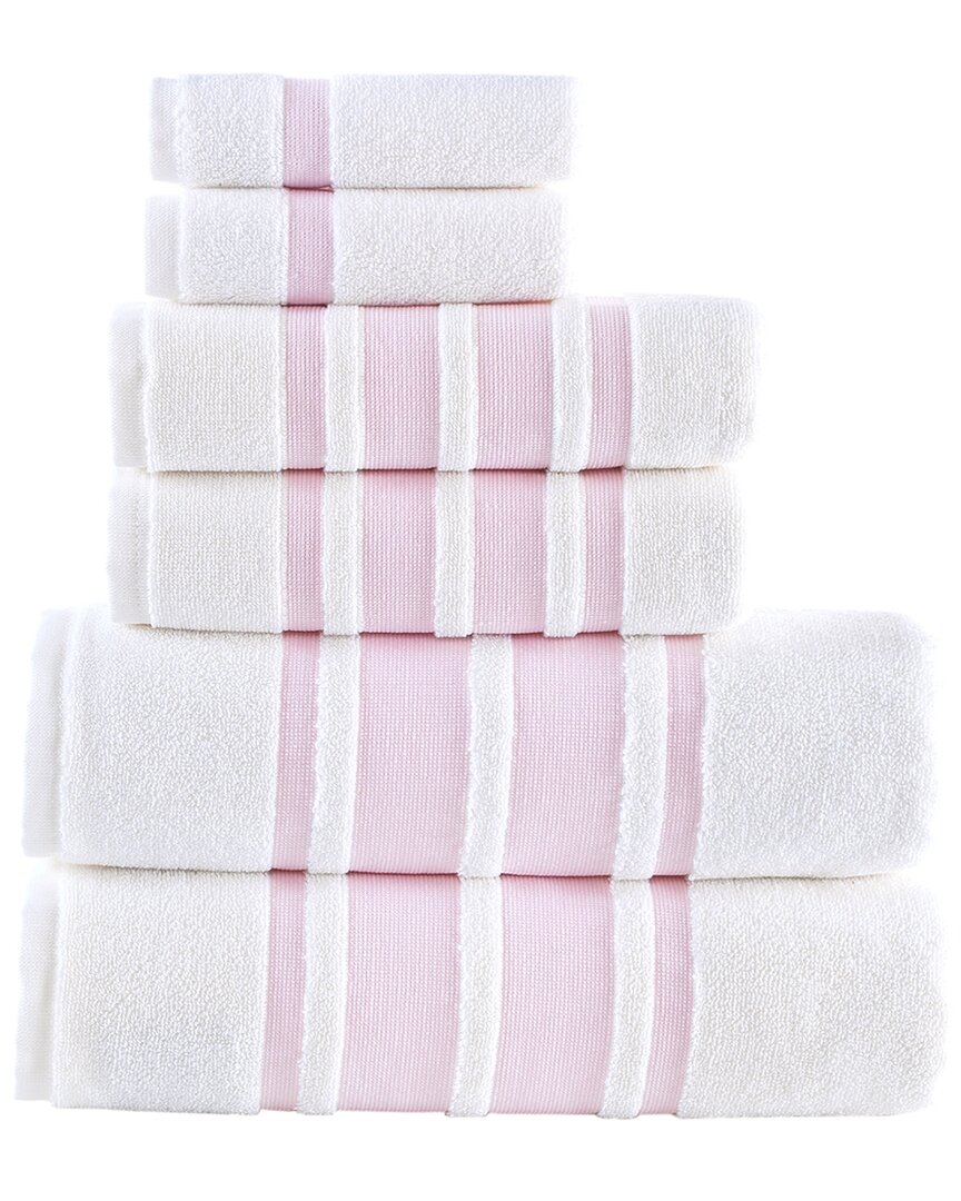 Brooks Brothers Contrast Border 6pc Towel Set In Pink
