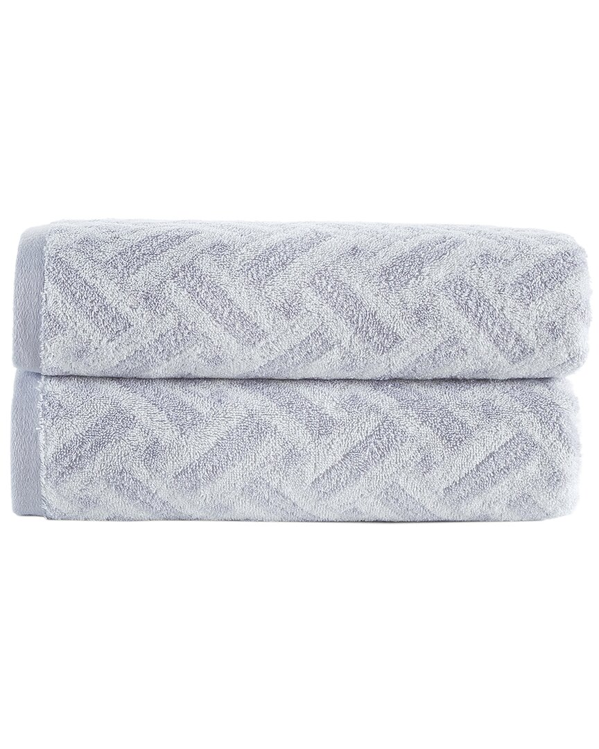 Brooks Brothers Criss Cross Stripe 2pc Bath Sheets In Silver