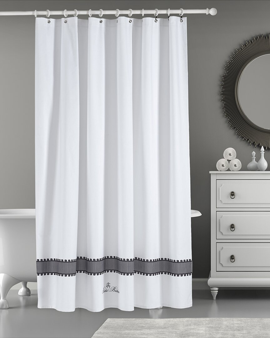 Brooks Brothers Circle In Square Shower Curtain In Silver