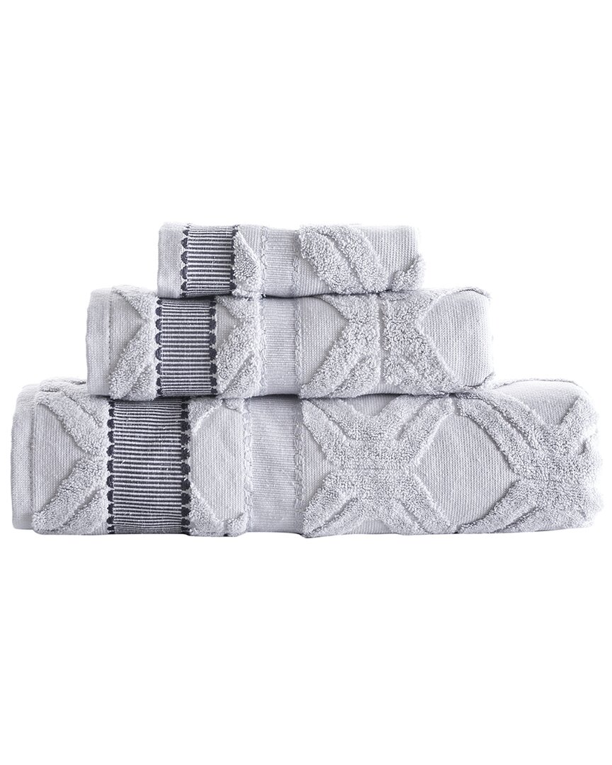 Brooks Brothers Large Square 3pc Towel Set In Silver