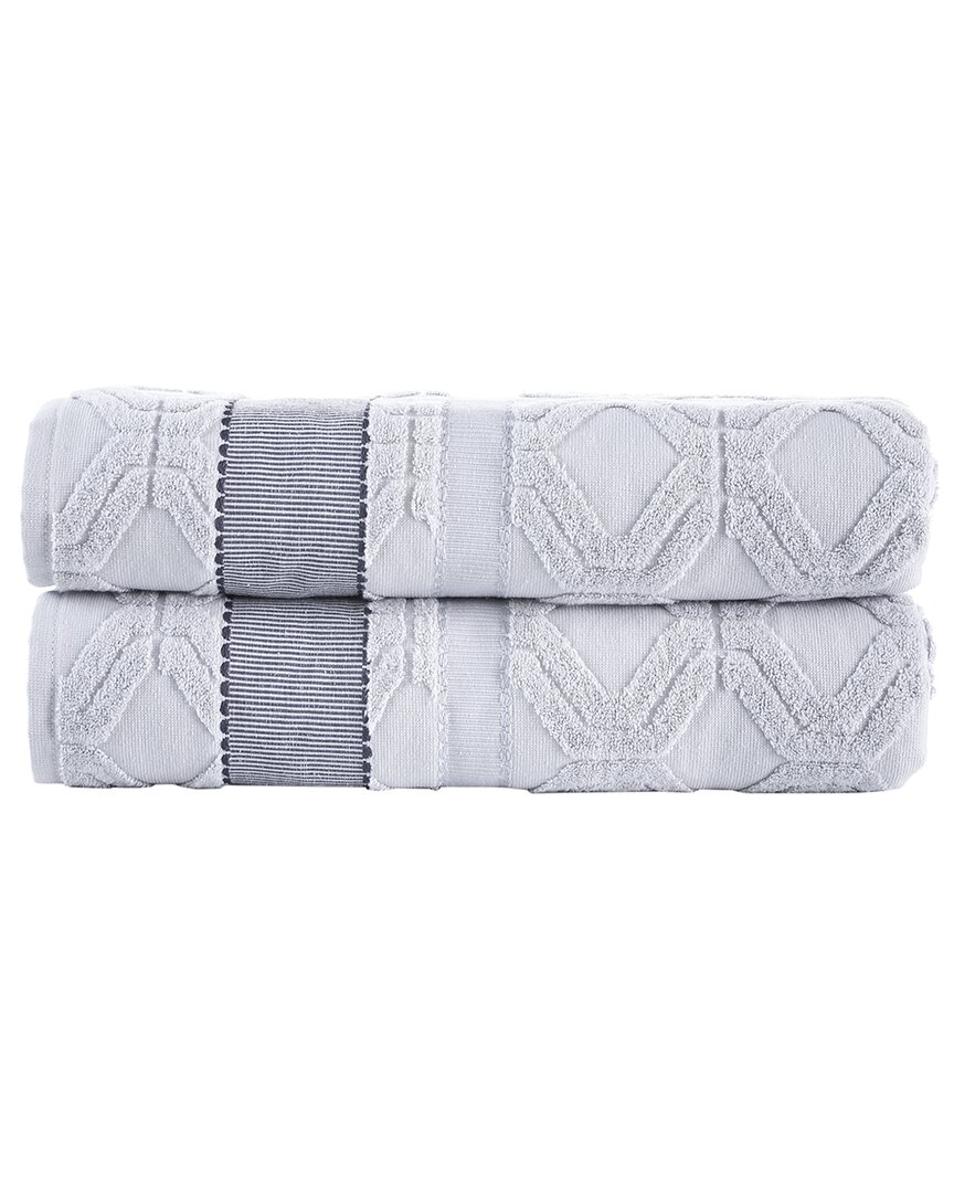 Brooks Brothers Large Square 2pc Bath Towels In Silver