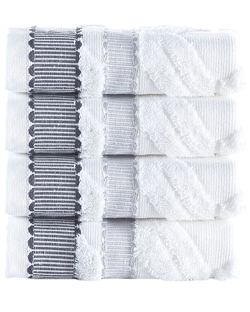 Brooks Brothers Large Square 4pc Wash Towels In White