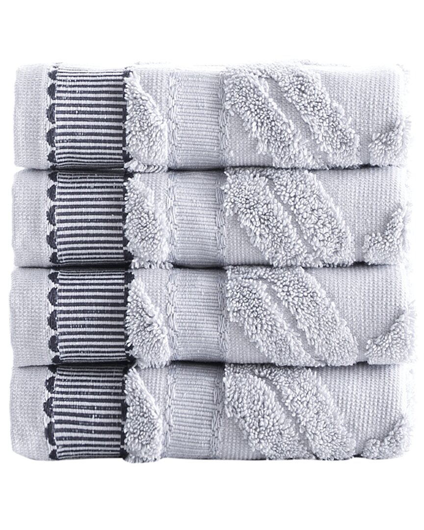 Brooks Brothers Large Square 4pc Wash Towels In Silver