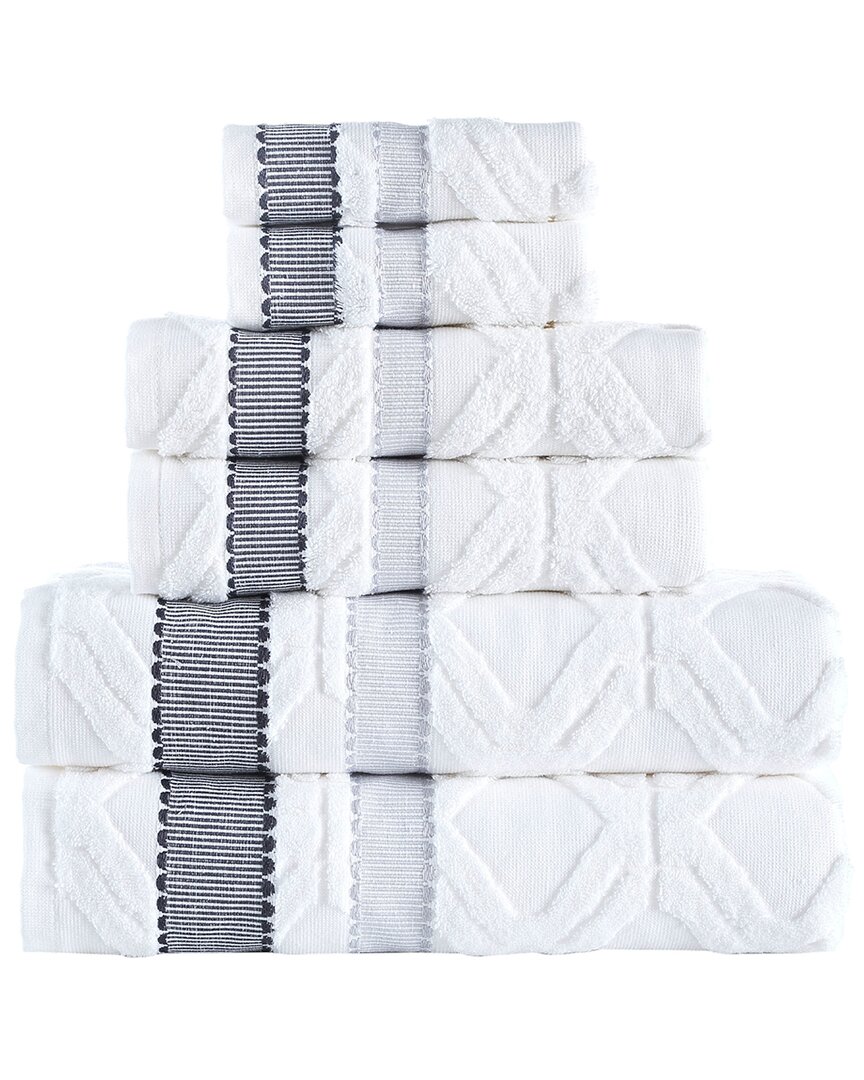 Brooks Brothers Large Square 6pc Towel Set In White