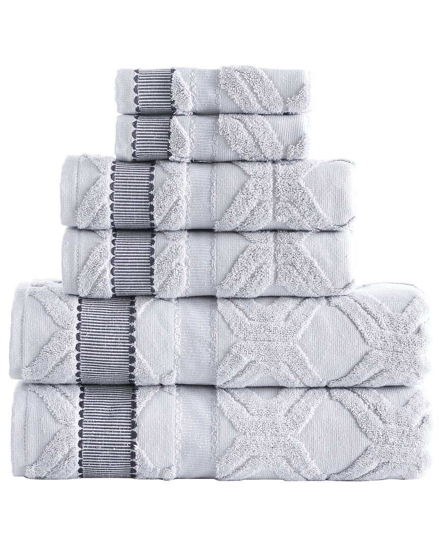 Brooks Brothers Large Square 6pc Towel Set In Silver