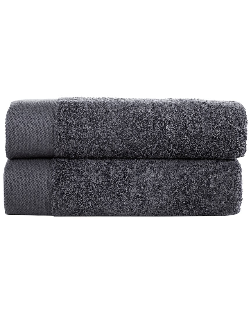 Brooks Brothers Solid Signature 2pc Bath Towels In Silver