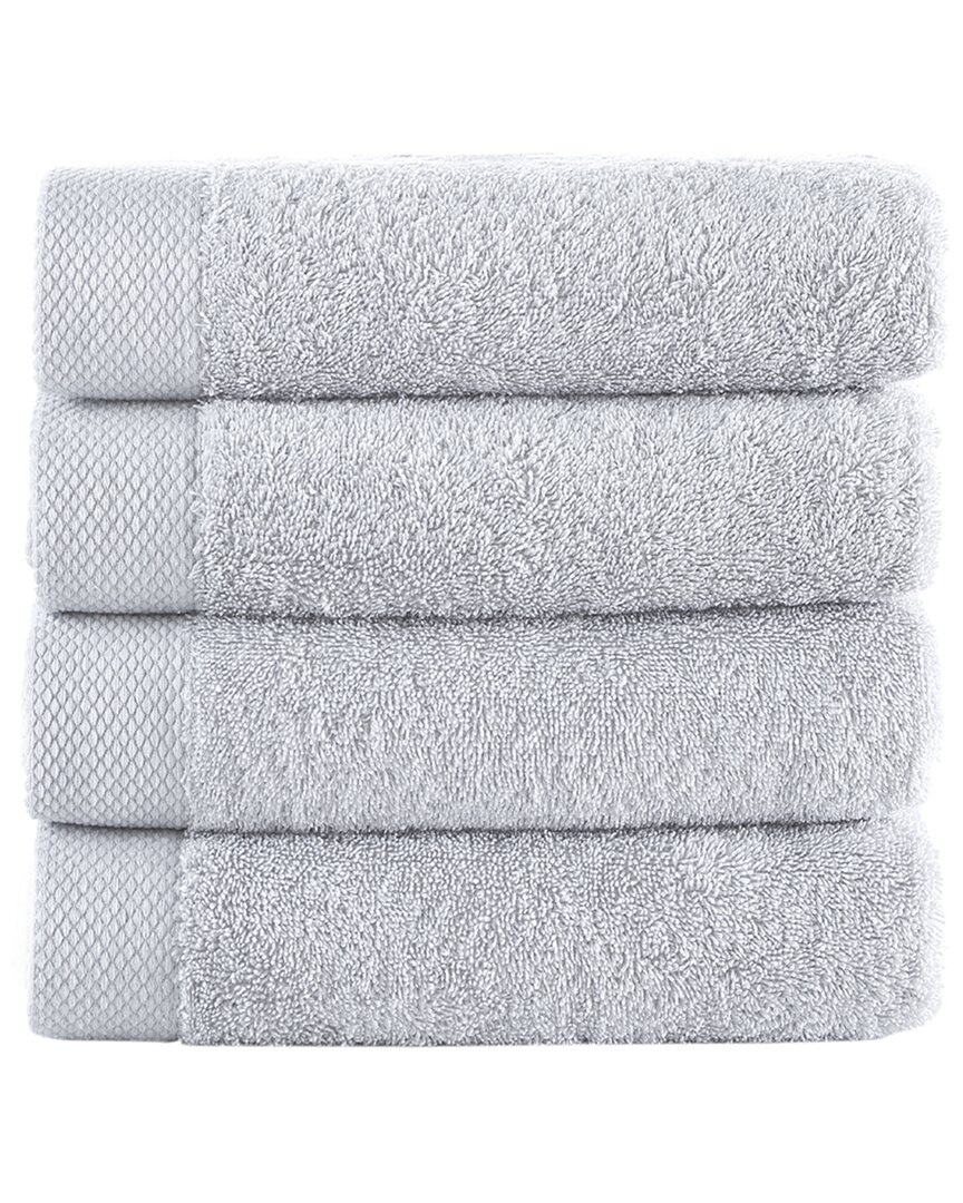 Brooks Brothers Solid Signature 4pc Hand Towels In Silver