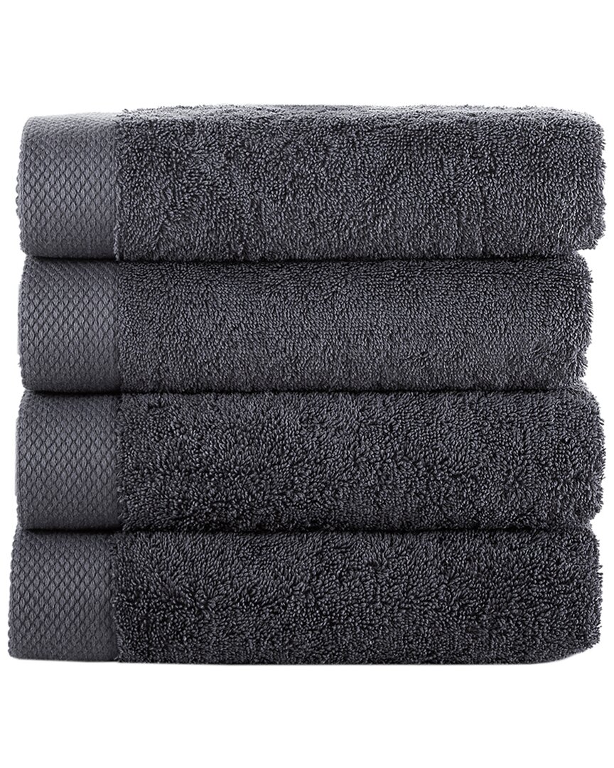 Brooks Brothers Solid Signature 4pc Hand Towels In Silver