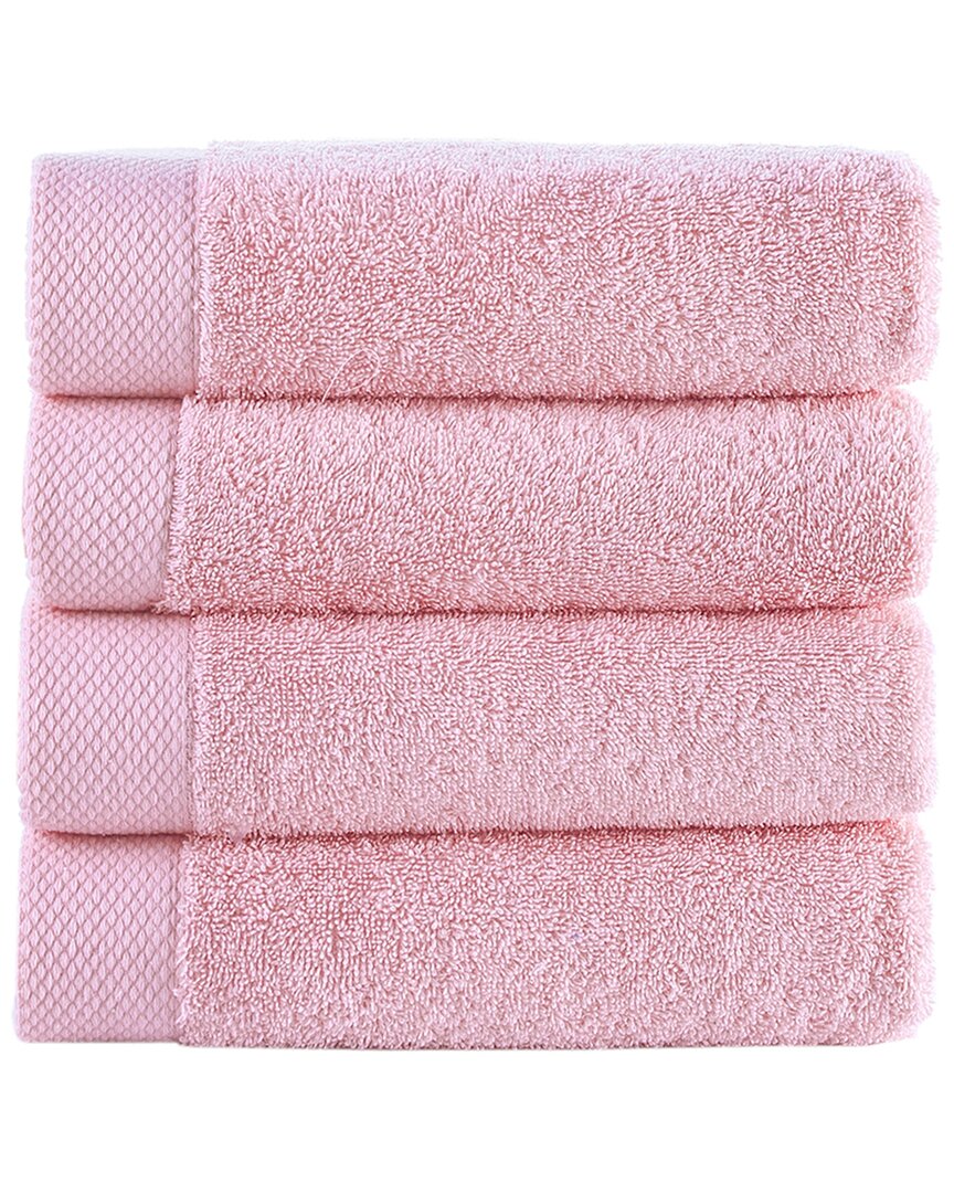 Brooks Brothers Solid Signature 4pc Hand Towels In Pink