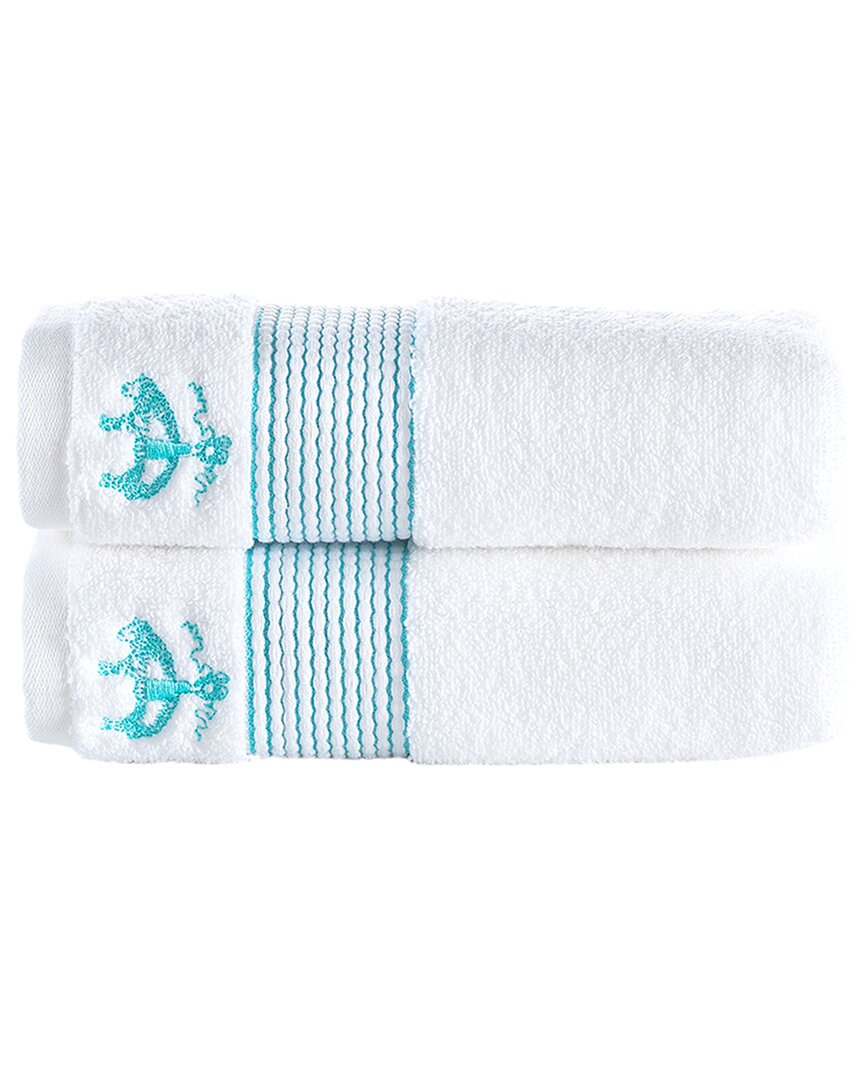 Brooks Brothers Rope Stripe Border 2pc Hand Towels In Green