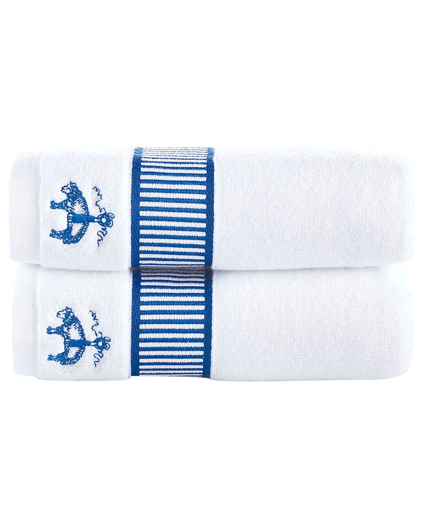 Brooks Brothers Fancy Border 2pc Hand Towels In Blue