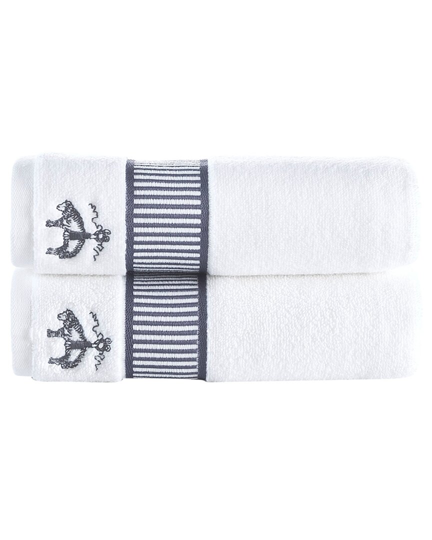 Shop Brooks Brothers Fancy Border 2pc Hand Towels In Silver