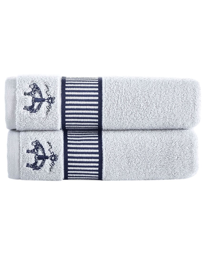 Brooks Brothers Fancy Border 2pc Hand Towels In Silver