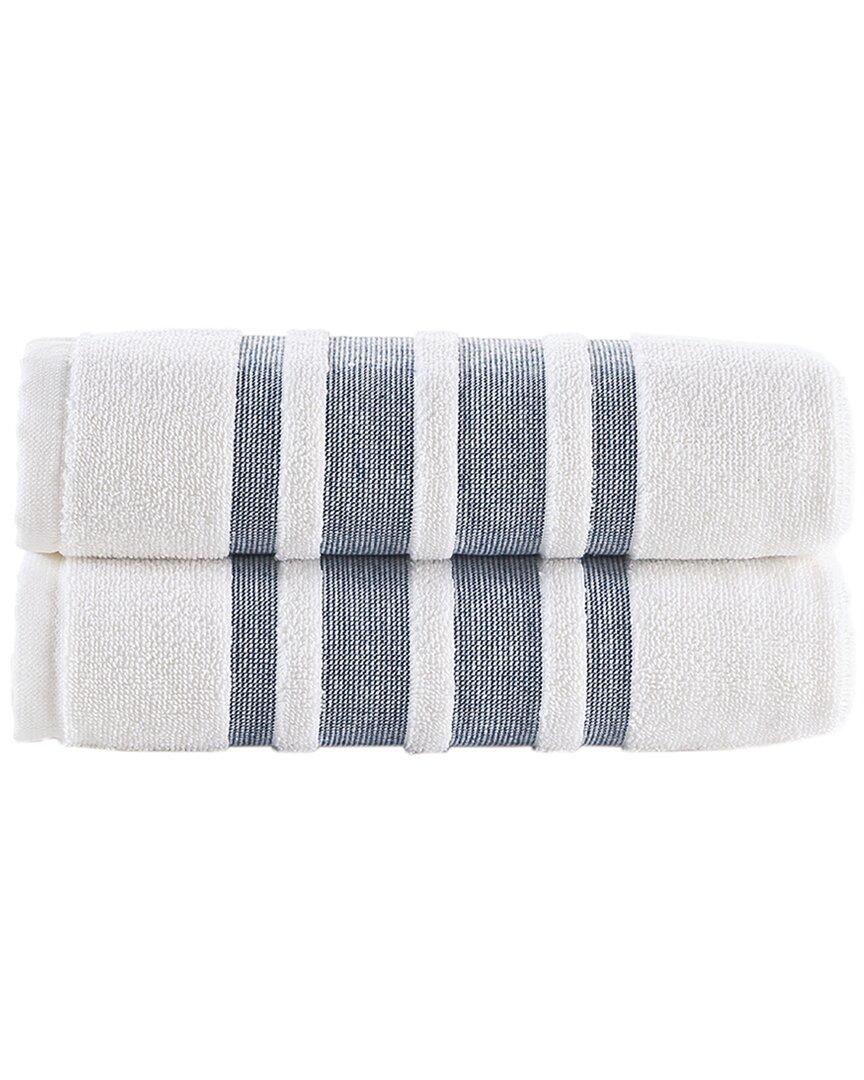 Brooks Brothers Contrast Border 2pc Hand Towels In Navy