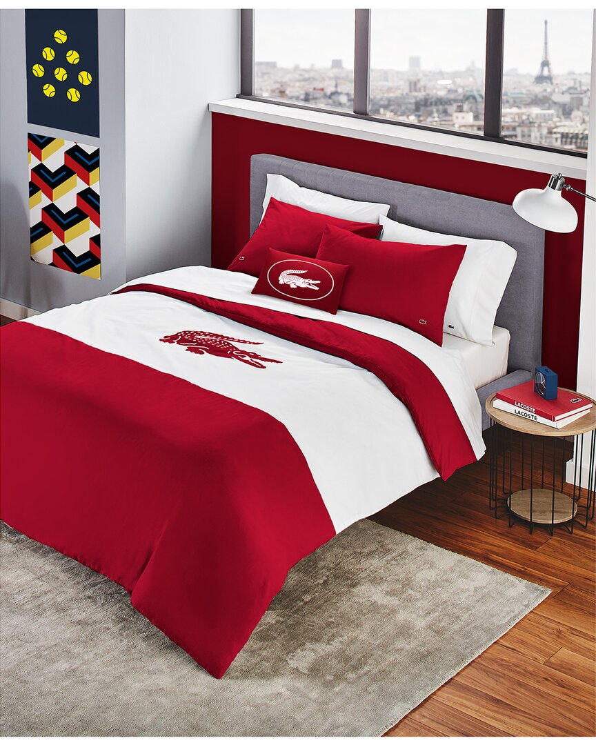 Lacoste Crew Comforter Set In Red