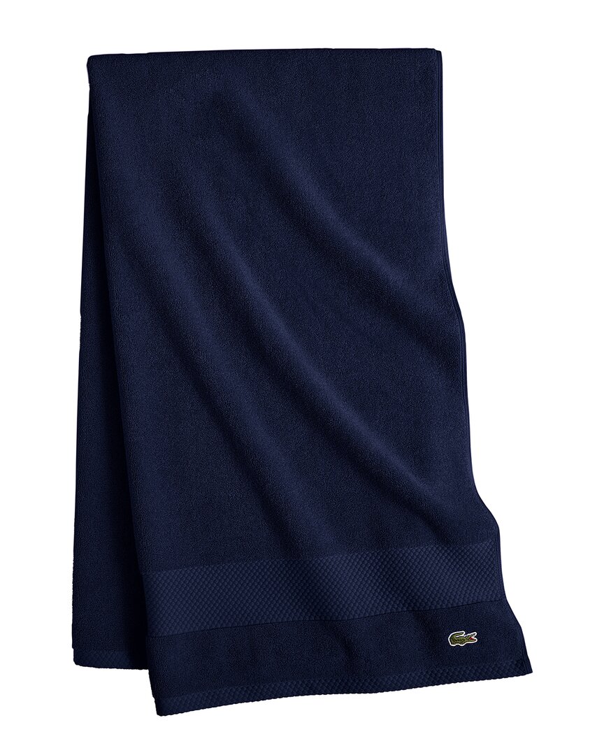 Lacoste Heritage Antimicrobial Bath Sheet In Navy