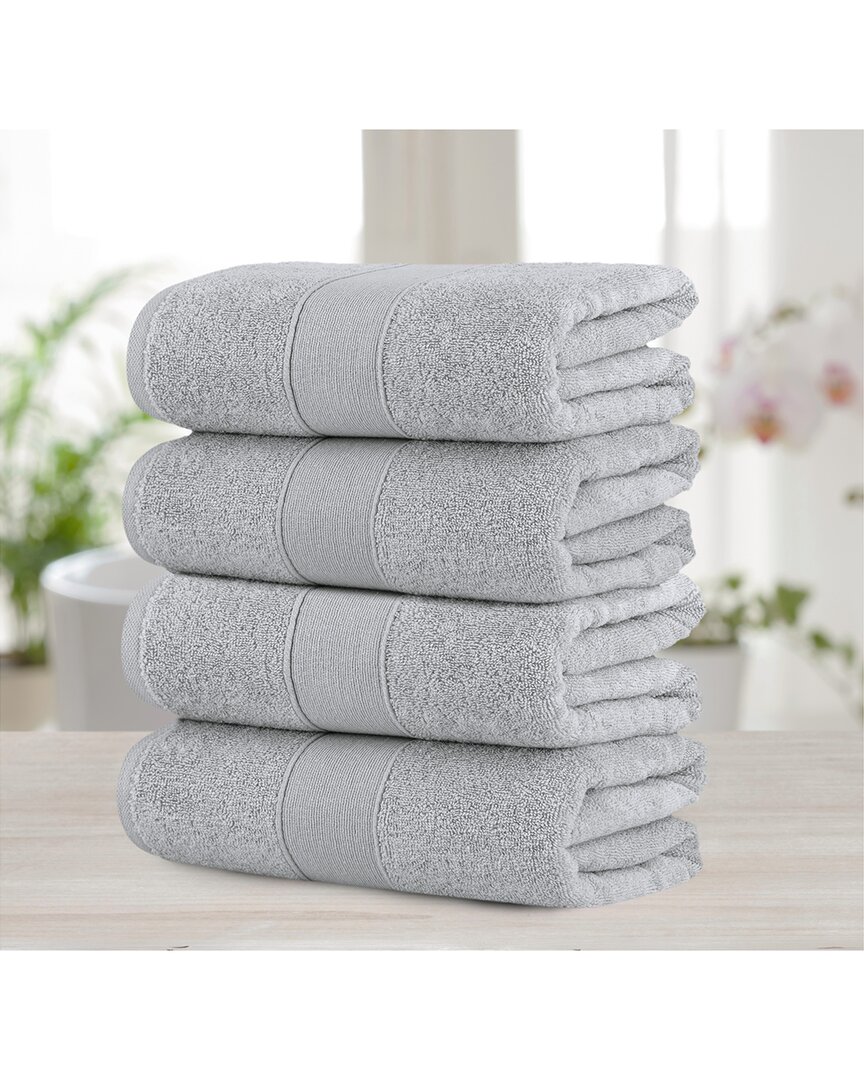 Chic Home Luxurious 4pc Pure Turkish Cotton Bath Towel Set In Grey