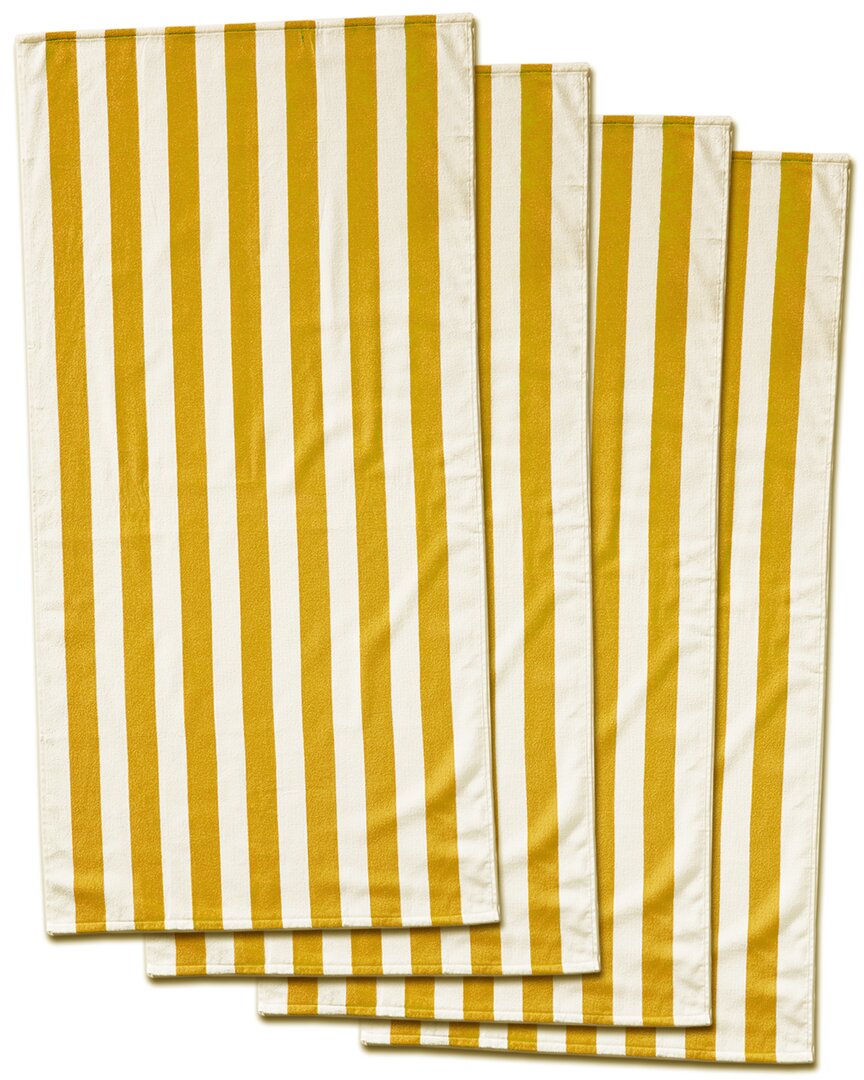 Dohler Set Of 4 Cabana Stripe Beach Towels Yellow