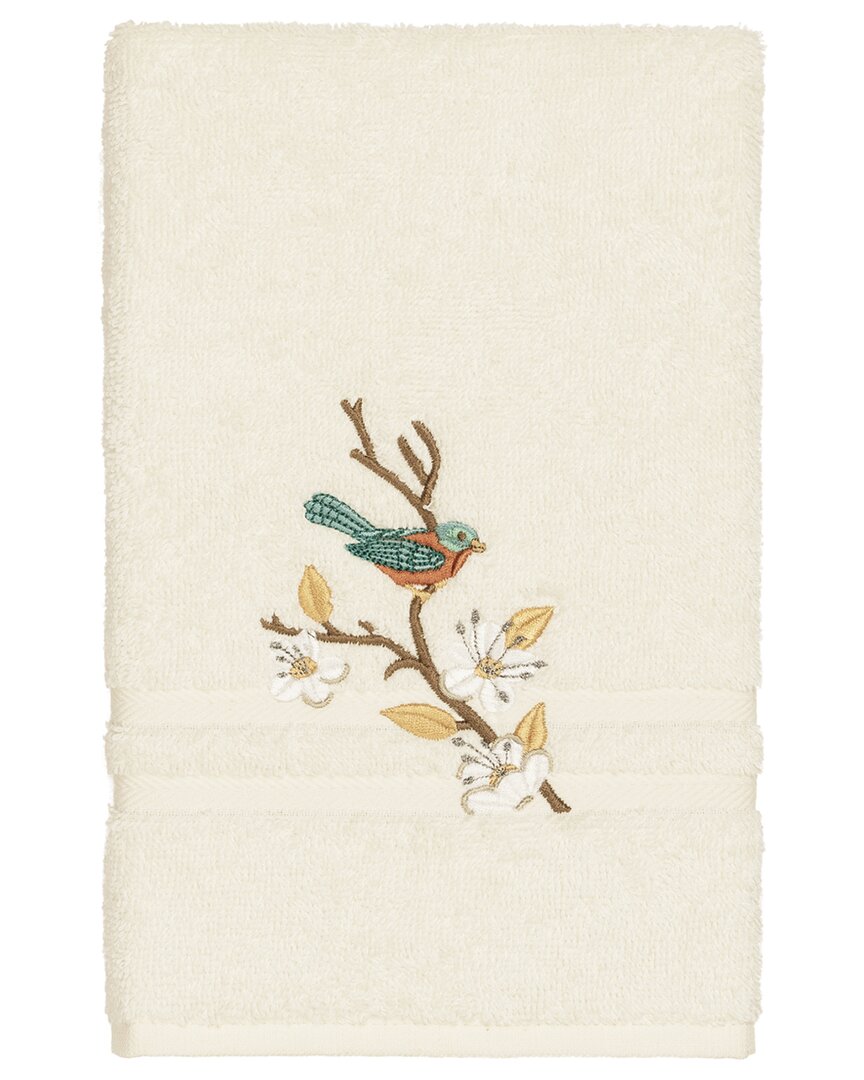 Linum Home Textiles Turkish Cotton Spring Time Embellished Hand Towel In Cream