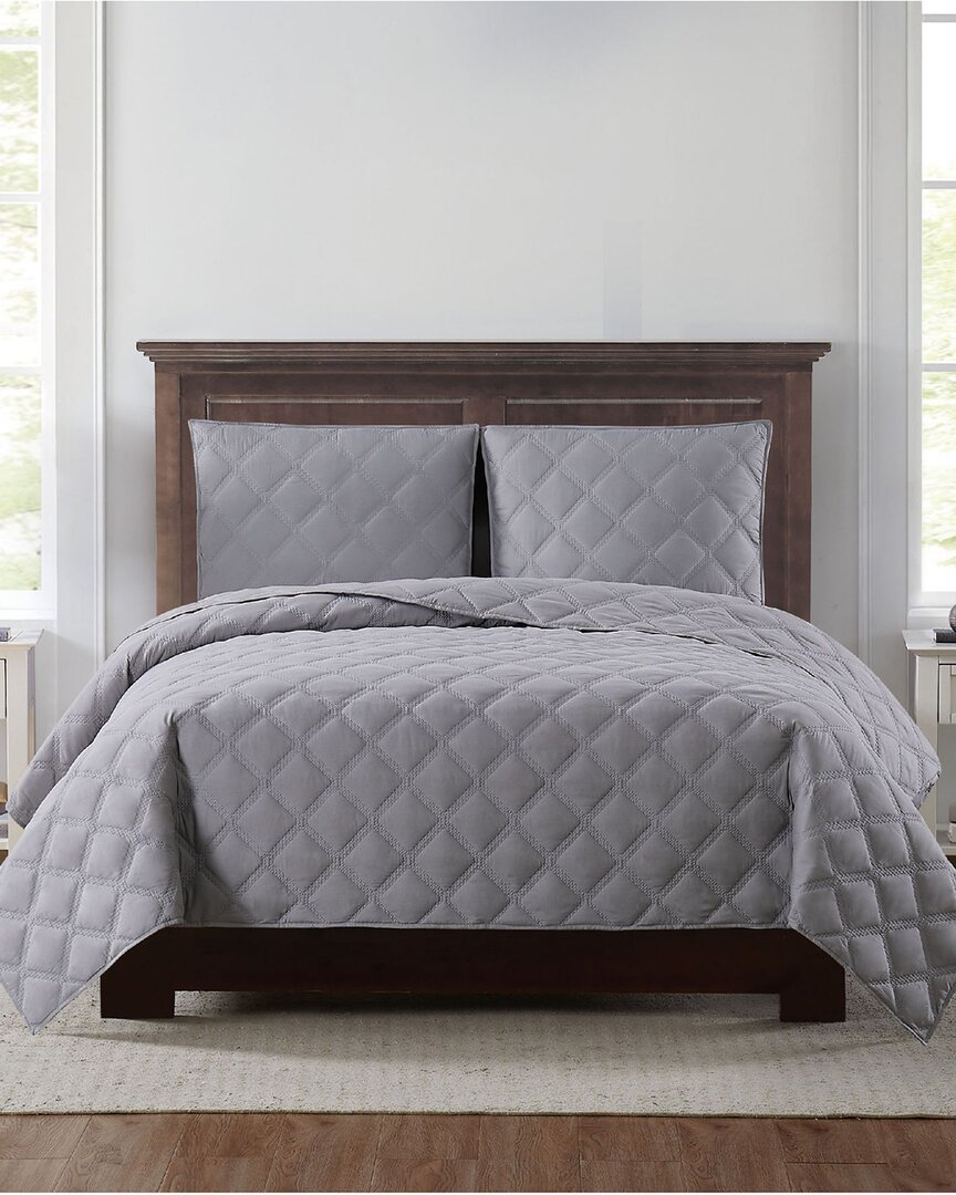 Truly Soft 3pc Quilt Set In Grey